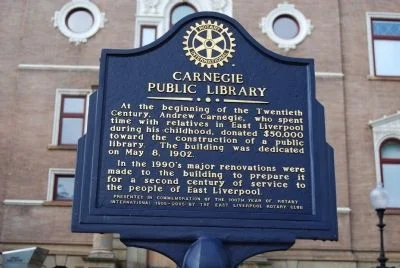 Carnegie Library historical marker, photographed July 3, 2011