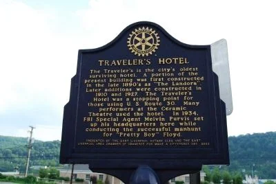 Traveler’s Hotel historical marker, photographed July 3, 2011