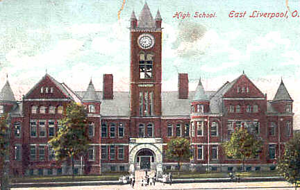High School — colored postcard — East Liverpool