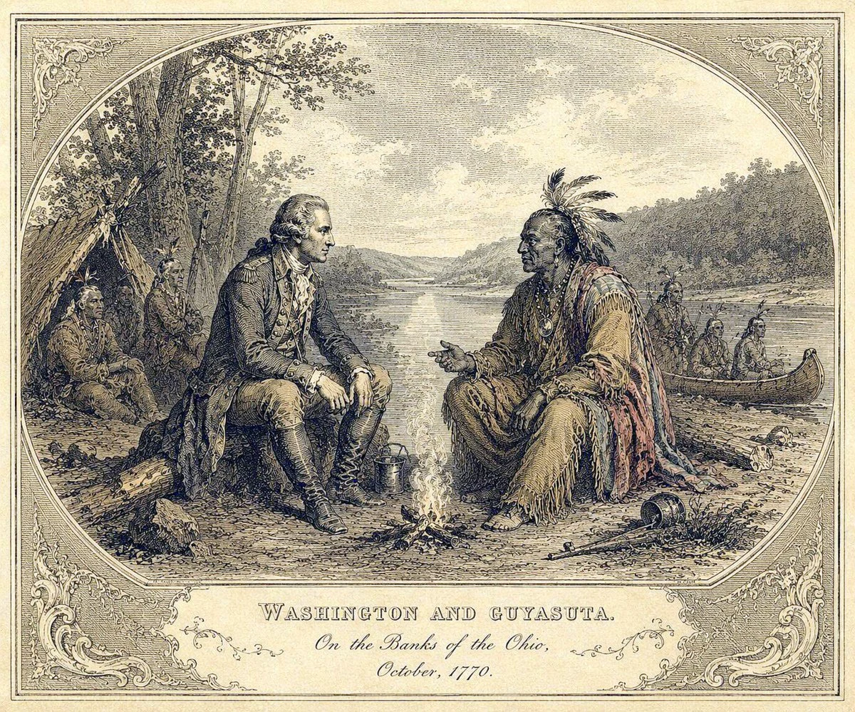 Washington and Guyasuta on the Ohio