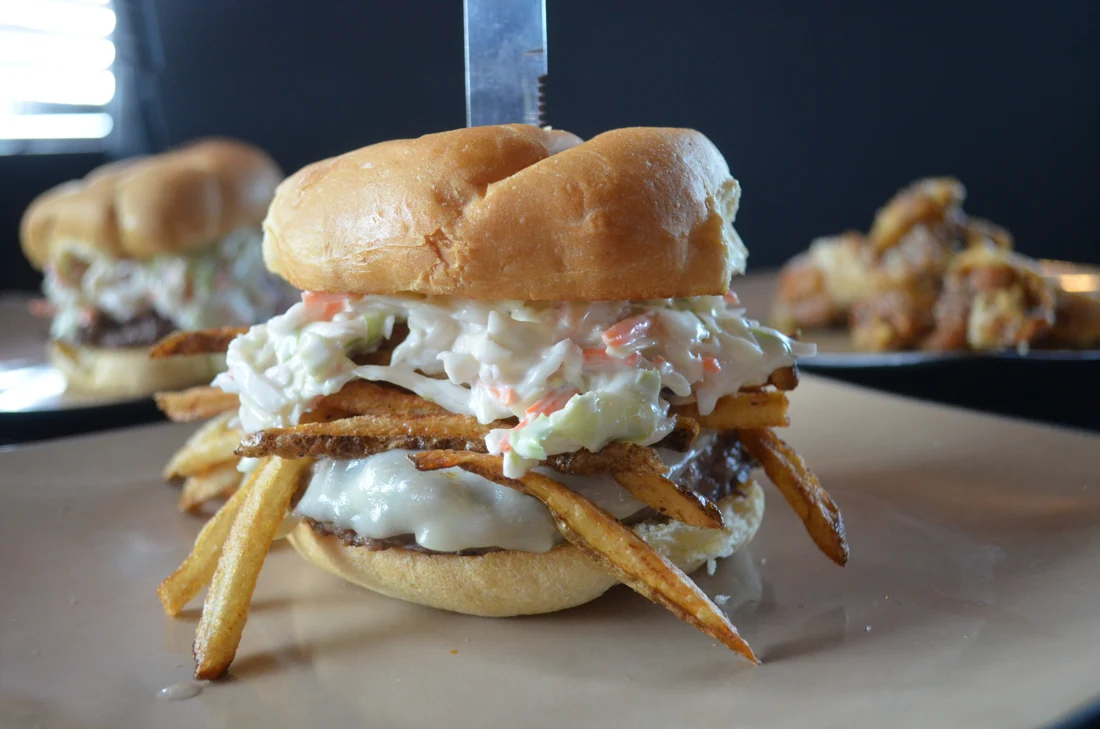 Burger photographed for Coaches Burger Bar’s Calcutta page